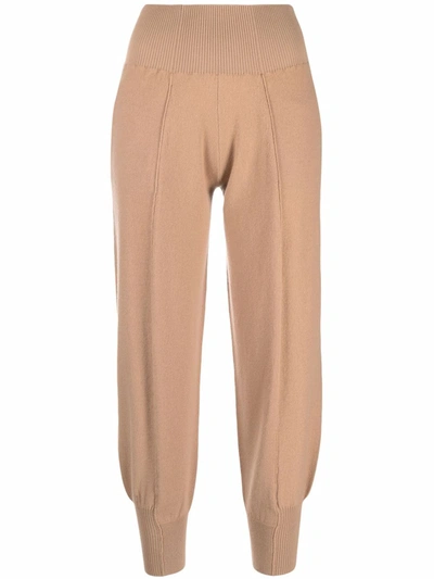 Shop Stella Mccartney Tapered Wool-blend Track Pants In Nude