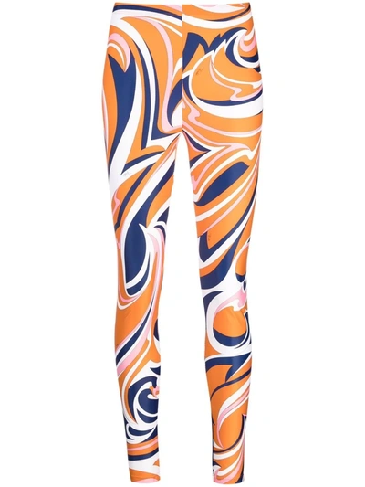 Shop Emilio Pucci Vortici-print Leggings In Orange