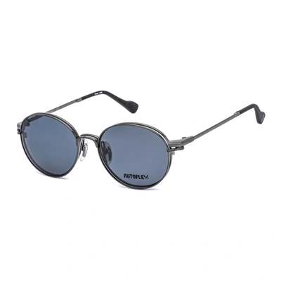 Shop Flexon Unisex Gunmetal Round Sunglasses Af202 Mag-set 033 51 In Grey,gunmetal
