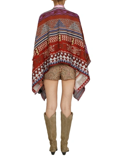 Shop Etro Jacquard Cape In Multicolour