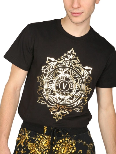 Shop Versace Jeans Couture V Embleme Logo T-shirt In Black