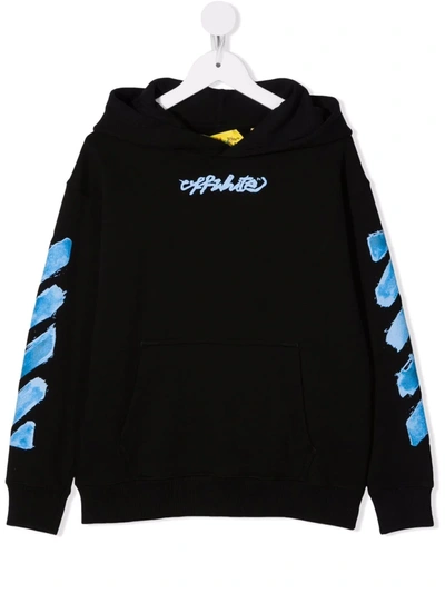 Shop Off-white Logo Print Hoodie In Black