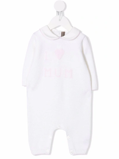 Shop Little Bear Embroidered Long-sleeve Romper In White