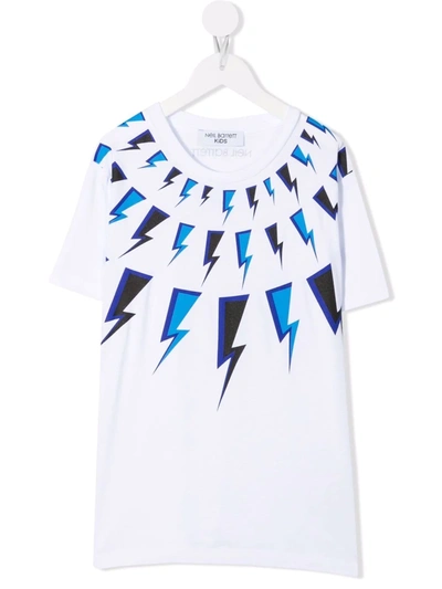 Shop Neil Barrett Thunderbolt Print T-shirt In White