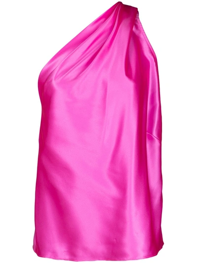 Shop Michelle Mason Draped One-shoulder Blouse In Rosa