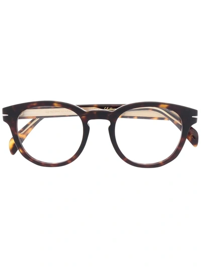 Shop Eyewear By David Beckham Tortoiseshell Round-frame Glasses In Braun