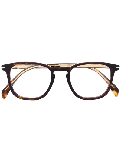 Shop Eyewear By David Beckham Tortoiseshell-effect Round-frame Glasses In Braun