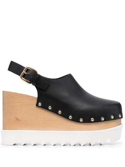 Shop Stella Mccartney Slingback Wedge-sole Sandals In Schwarz