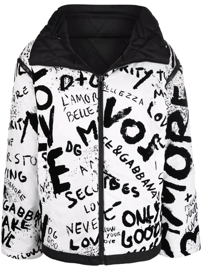Shop Dolce & Gabbana Reversible Graffiti-print Padded Jacket In Schwarz