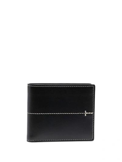 Shop Tod's Leather Bi-fold Wallet In Schwarz