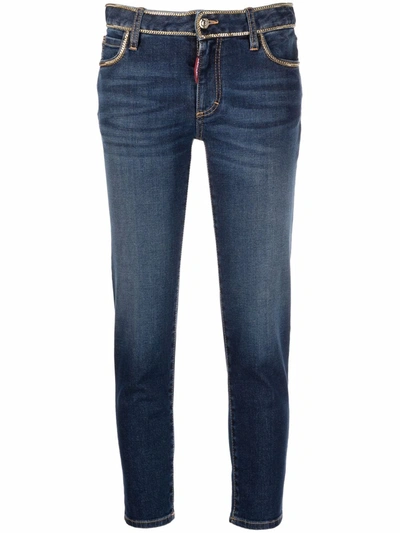 Shop Dsquared2 Twiggy Cropped Slim Jeans In Blau