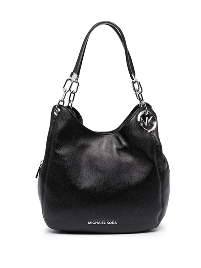 Shop Michael Michael Kors Lillie Logo Plaque Shoulder Bag In Schwarz