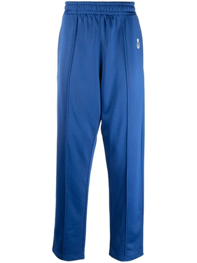 Isabel Marant Logo-print Straight Leg Trousers In Blau