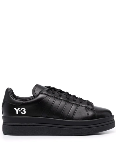 Shop Y-3 Hicho Low-top Leather Sneakers In Schwarz