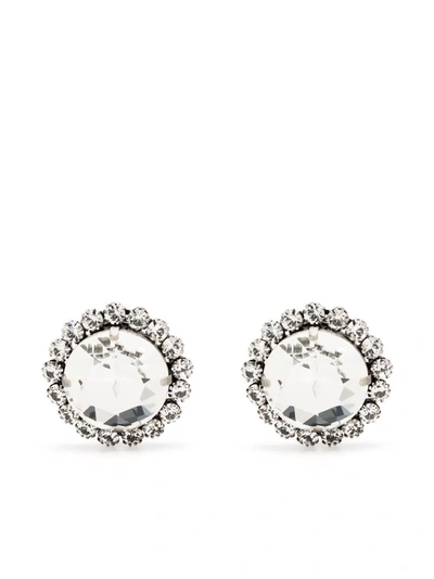 Shop Alessandra Rich Crystal Halo Earrings In Grau