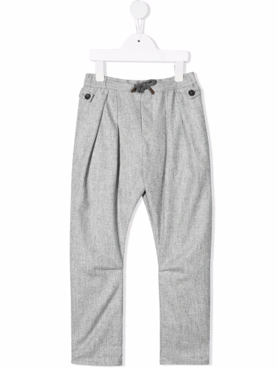 Shop Brunello Cucinelli Pleated Wool Trousers In 灰色