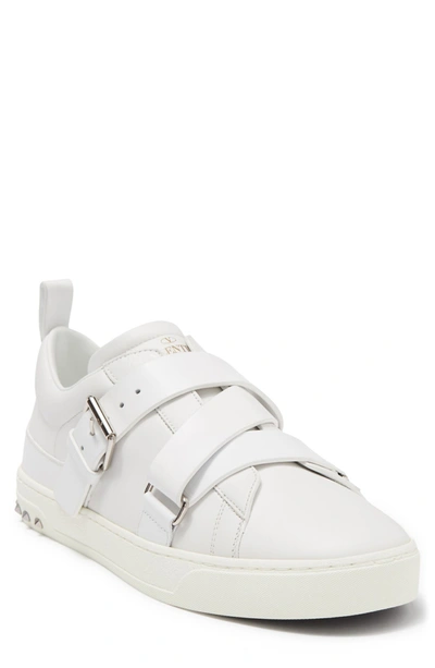 Valentino Garavani Leather Buckle Strap Sneaker In Bianco | ModeSens