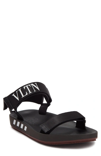 Shop Valentino Logo Sandal In Nero/bianco