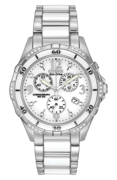 Shop Citizen Chandler Diamond Eco Drive Bracelet Watch, 40mm In Two-tone