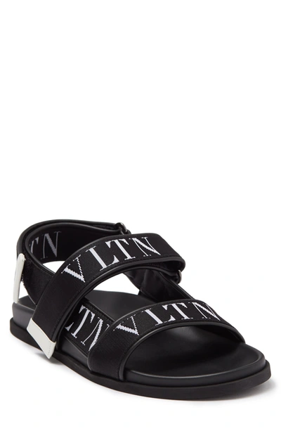 Shop Valentino Adjustable Strap Sandal In Nero/bianco