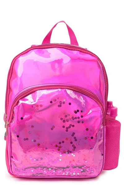 Shop Olivia Miller Shimmer Backpack With Water Bottle In Pink