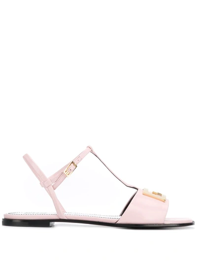 Shop Givenchy 2g Appliqué Leather Sandals In Pink