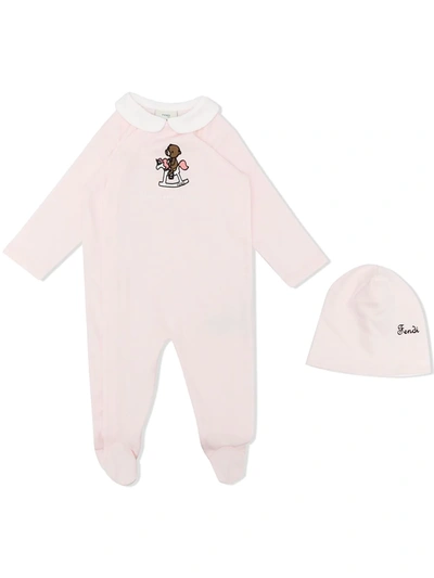 Shop Fendi Two-piece Babygrow Set In Pink