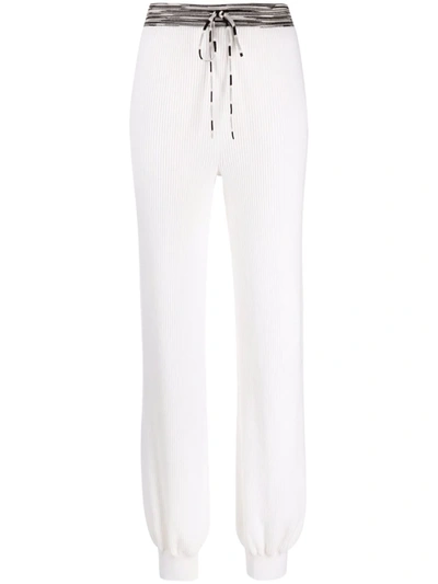 Shop Missoni Ribbed-knit Cashmere Track Pants In White