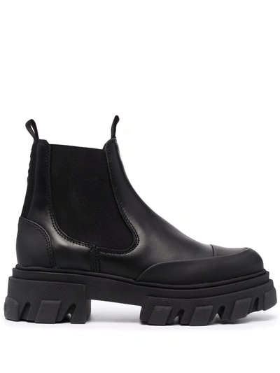 Shop Ganni Chunky-sole Chelsea Boots In Black