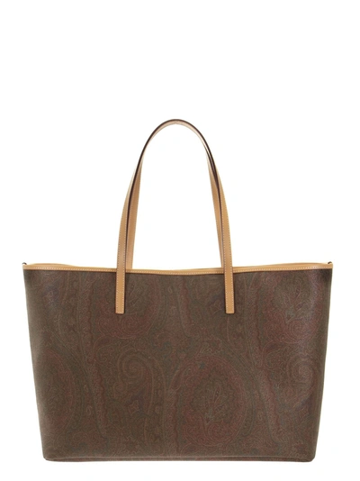 Shop Etro Shopping Paisley Large In Brown