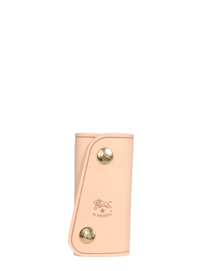 Il Bisonte Leather Key Ring In Beige