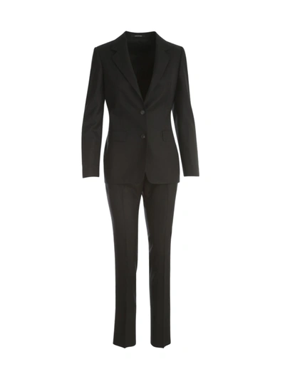 Shop Tagliatore Wool Stretch Suit In Black