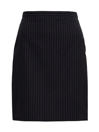 Shop Alexander Mcqueen Lurex Pinstriped Skirt In Wool In Black