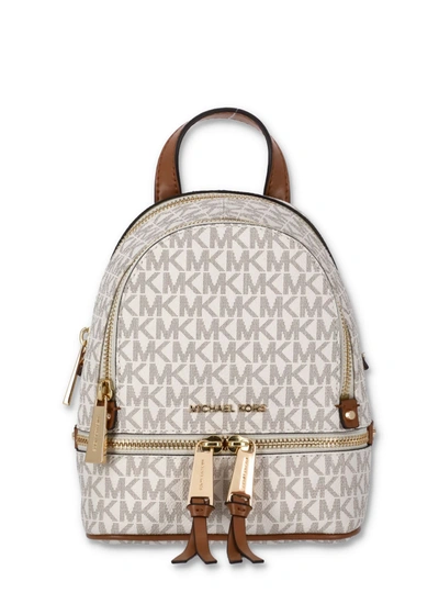 Shop Michael Michael Kors Mini Zip Backpack In Vanilla