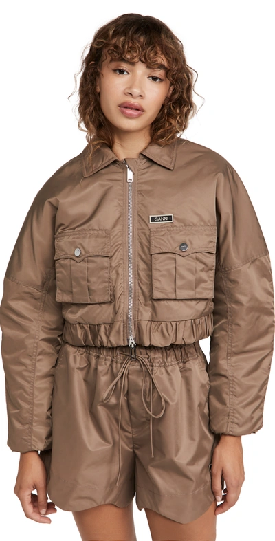 Shop Ganni Outerwear Nylon Bomber Jacket