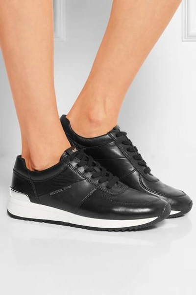 Shop Michael Michael Kors Alison Leather Sneakers In Black