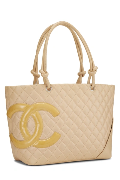 Pre-owned Chanel Beige Quilted Calfskin Cambon Tote Large