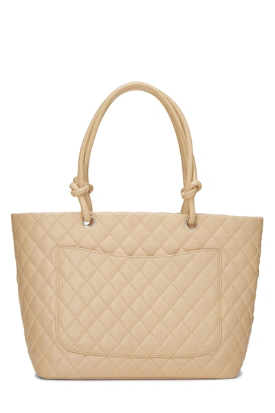 Pre-owned Chanel Beige Quilted Calfskin Cambon Tote Large