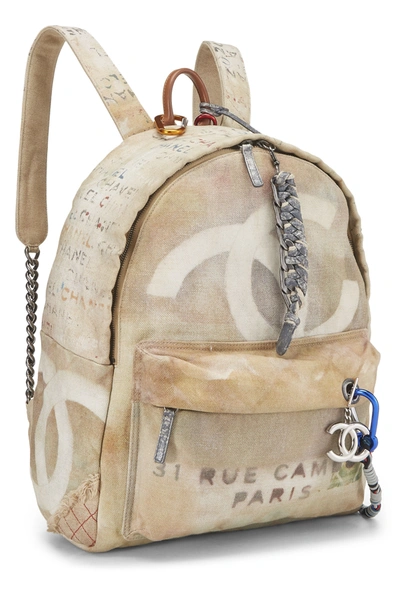 Pre-owned Chanel Beige Canvas Graffiti Backpack