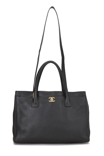 Pre-owned Chanel Black Calfskin Cerf Executive Shopper Tote