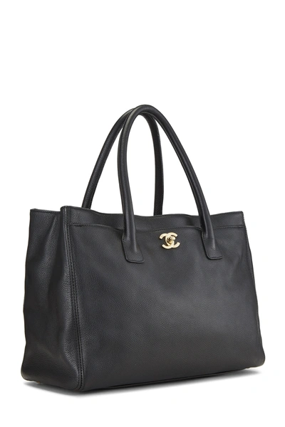 Pre-owned Chanel Black Calfskin Cerf Executive Shopper Tote