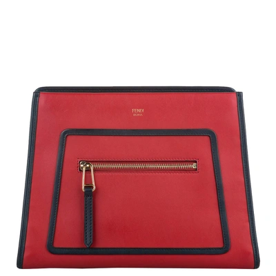 Pre-owned Fendi Red Leather Runaway Satchel Bag In Black