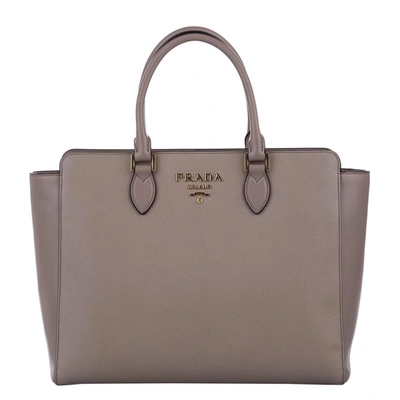 Pre-owned Prada Beige/brown Cuir Saffiano Leather Satchel Bag