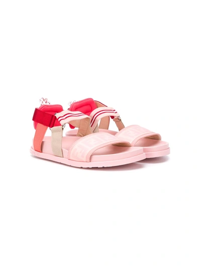 Shop Fendi Ff Strappy Sandals In Pink