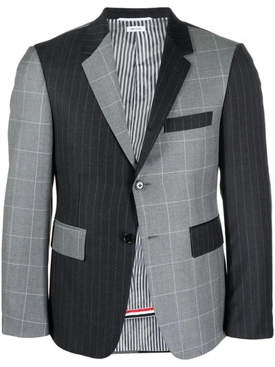 Shop Thom Browne Panelled Tailored Blazer In Grey