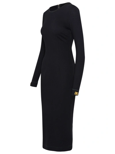 Shop Dolce & Gabbana Black Viscose Midi Dress