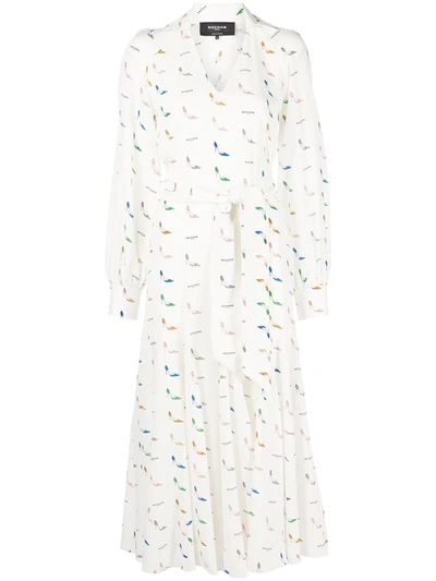 Shop Rochas Shoe-print Silk Shirt Dress In White