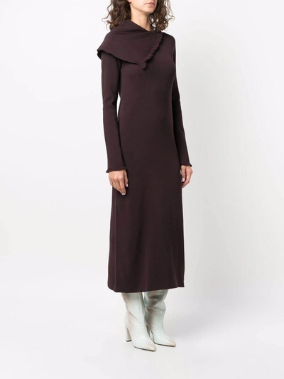Jil Sander Asymmetric Collar Maxi Dress In Brown