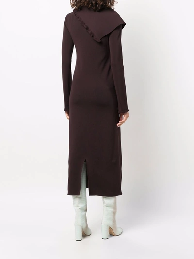 Jil Sander Asymmetric Collar Maxi Dress In Brown