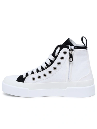 Shop Dolce & Gabbana Two-tone Portofino Canvas Sneakers In White